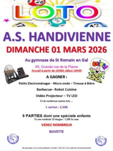 LOTO AS HANDIVIENNE - DIMANCHE 1 MARS 2026